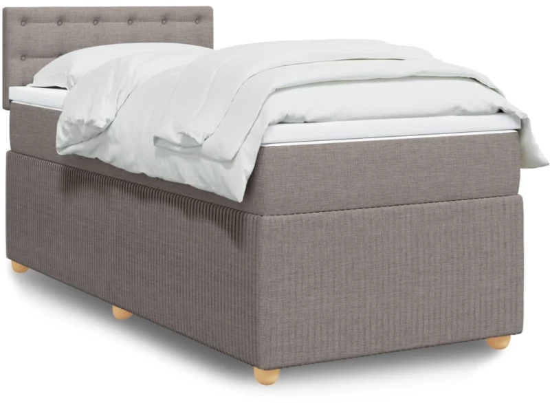 vidaXL Κρεβάτι Boxspring με Στρώμα Taupe 100 x 200 εκ. Υφασμάτινο