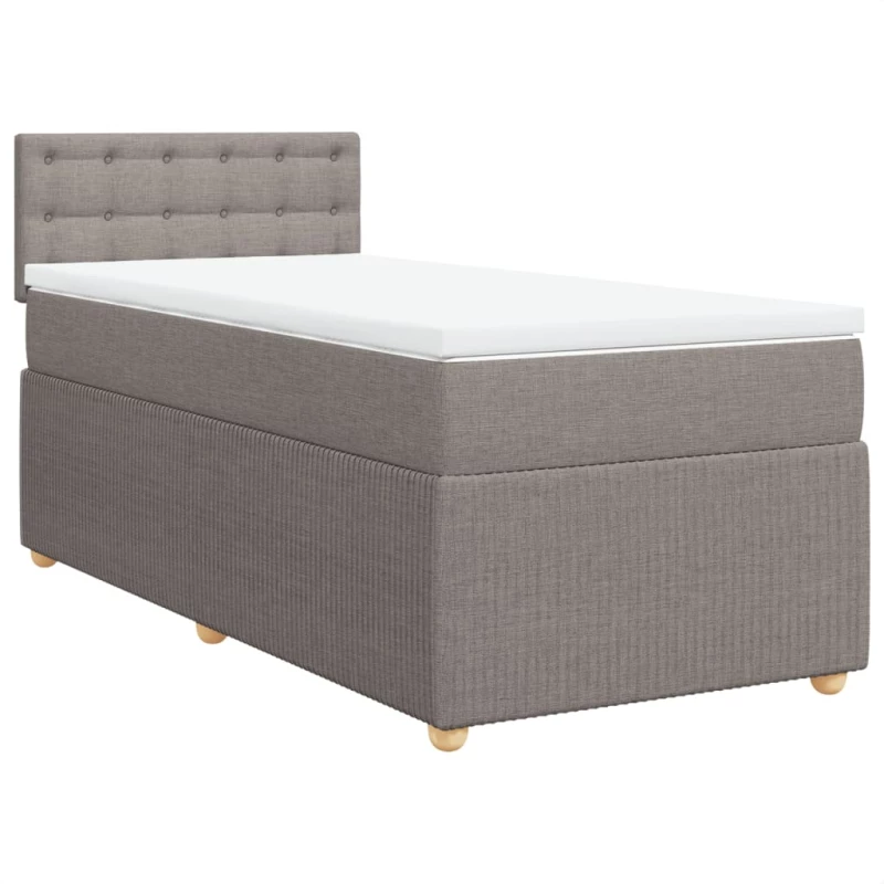 vidaXL Κρεβάτι Boxspring με Στρώμα Taupe 100 x 200 εκ. Υφασμάτινο