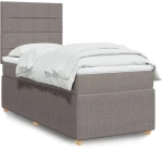 vidaXL Κρεβάτι Boxspring με Στρώμα Taupe 90x200 εκ. Υφασμάτινο