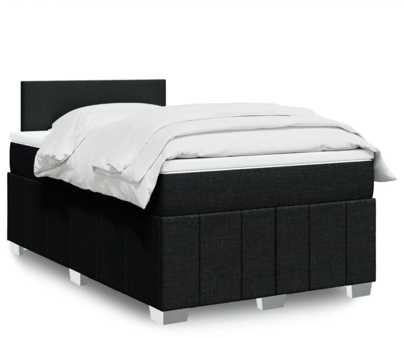 vidaXL Κρεβάτι Boxspring με Στρώμα Μαύρο 120x200 εκ. Υφασμάτινο