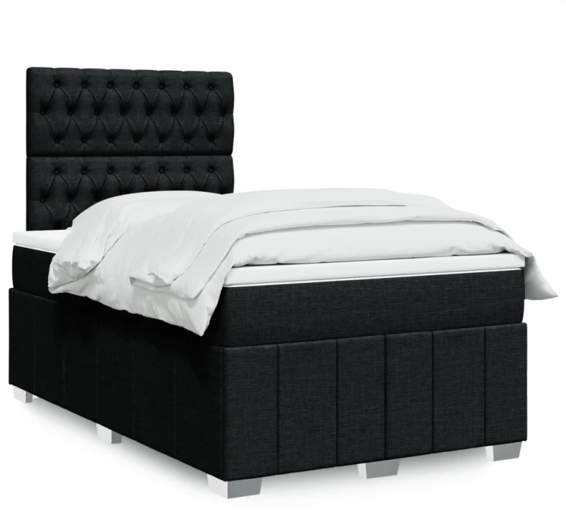vidaXL Κρεβάτι Boxspring με Στρώμα Μαύρο 120x200 εκ. Υφασμάτινο