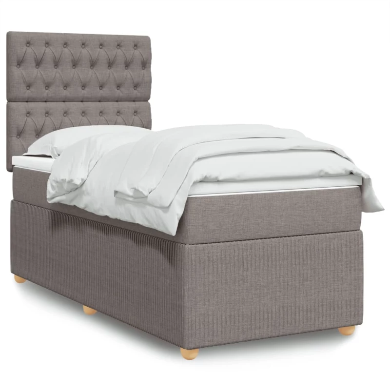 vidaXL Κρεβάτι Boxspring με Στρώμα Taupe 100 x 200 εκ. Υφασμάτινο