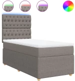 vidaXL Κρεβάτι Boxspring με Στρώμα Taupe 100 x 200 εκ. Υφασμάτινο