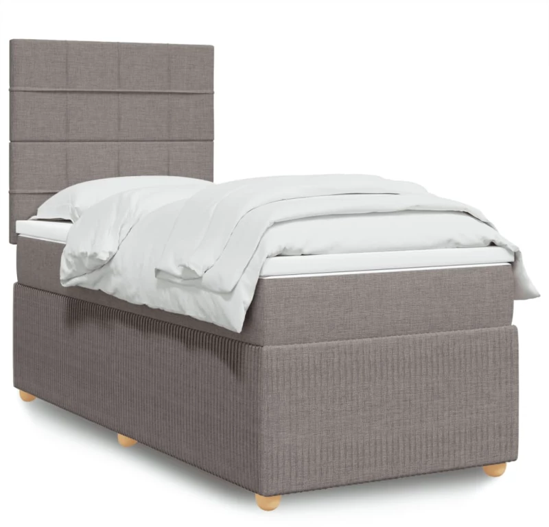 vidaXL Κρεβάτι Boxspring με Στρώμα Taupe 90x200 εκ. Υφασμάτινο