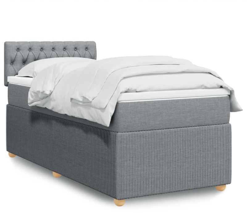 vidaXL Κρεβάτι Boxspring με Στρώμα Ανοιχτό Γκρι 80x200 εκ. Υφασμάτινο