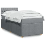 vidaXL Κρεβάτι Boxspring με Στρώμα Ανοιχτό Γκρι 80x200 εκ. Υφασμάτινο