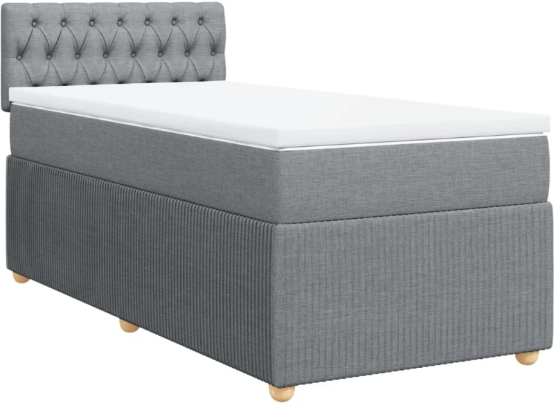 vidaXL Κρεβάτι Boxspring με Στρώμα Ανοιχτό Γκρι 80x200 εκ. Υφασμάτινο