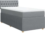 vidaXL Κρεβάτι Boxspring με Στρώμα Ανοιχτό Γκρι 80x200 εκ. Υφασμάτινο