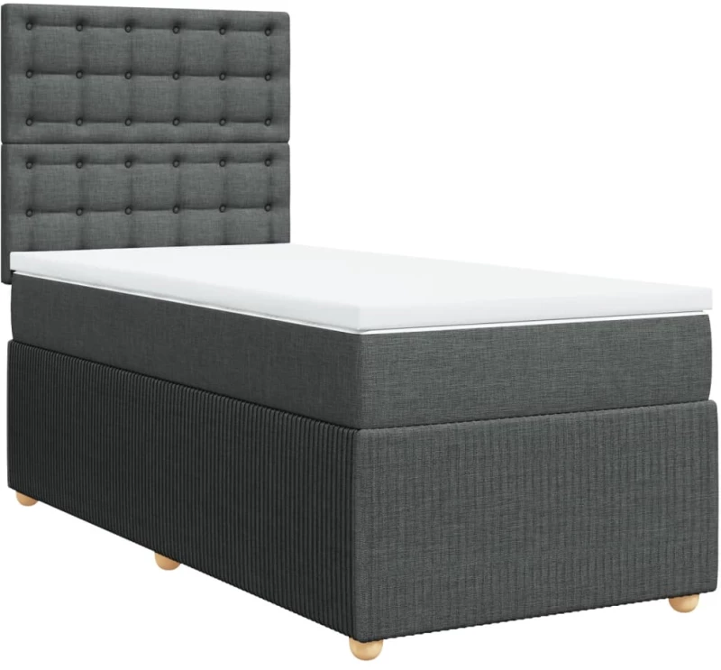 vidaXL Κρεβάτι Boxspring με Στρώμα Σκούρο Γκρι 100x200 εκ. Υφασμάτινο
