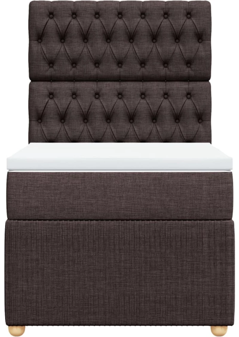 vidaXL Κρεβάτι Boxspring με Στρώμα Σκούρο Καφέ 90x190 εκ. Υφασμάτινο
