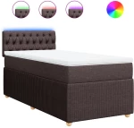 vidaXL Κρεβάτι Boxspring με Στρώμα Σκούρο Καφέ 80x200 εκ. Υφασμάτινο