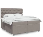 vidaXL Κρεβάτι Boxspring με Στρώμα Taupe 200x200 εκ. Υφασμάτινο
