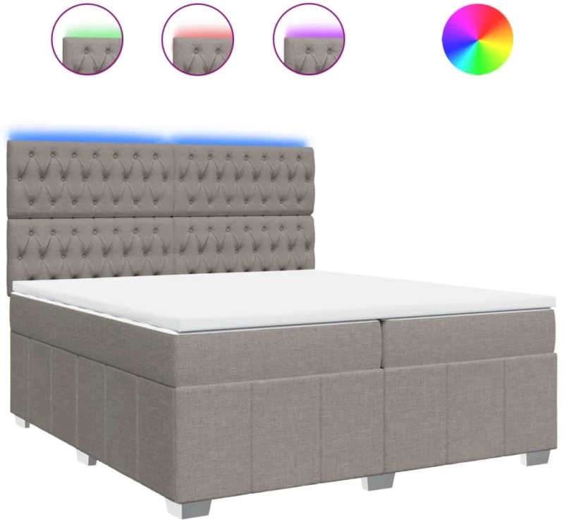 vidaXL Κρεβάτι Boxspring με Στρώμα Taupe 200x200 εκ. Υφασμάτινο
