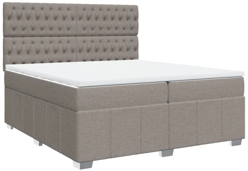 vidaXL Κρεβάτι Boxspring με Στρώμα Taupe 200x200 εκ. Υφασμάτινο