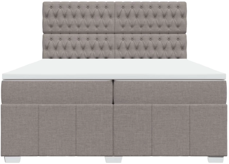 vidaXL Κρεβάτι Boxspring με Στρώμα Taupe 200x200 εκ. Υφασμάτινο