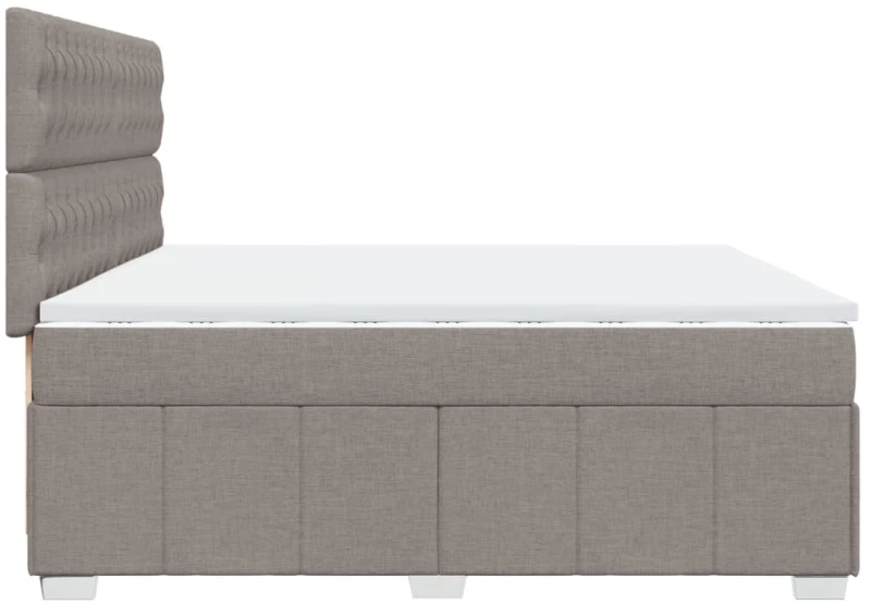 vidaXL Κρεβάτι Boxspring με Στρώμα Taupe 200x200 εκ. Υφασμάτινο