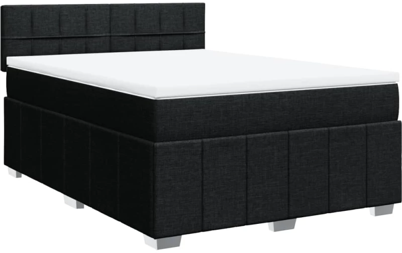 vidaXL Κρεβάτι Boxspring με Στρώμα Μαύρο 140x200 εκ. Υφασμάτινο