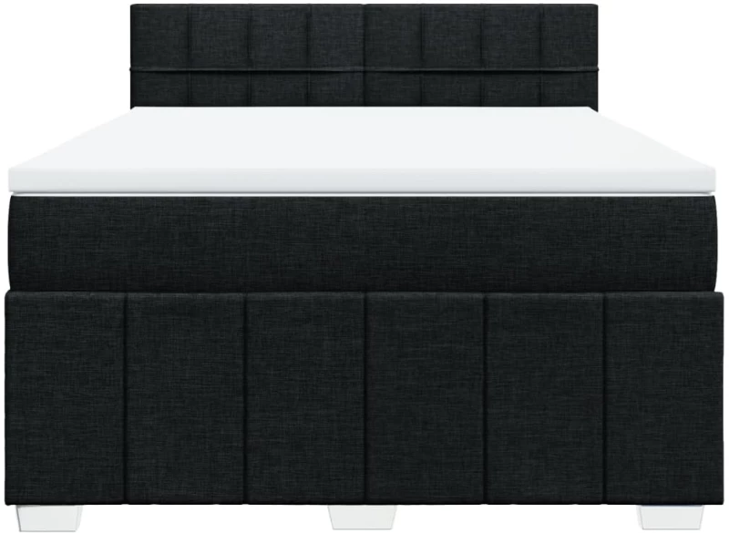 vidaXL Κρεβάτι Boxspring με Στρώμα Μαύρο 140x200 εκ. Υφασμάτινο
