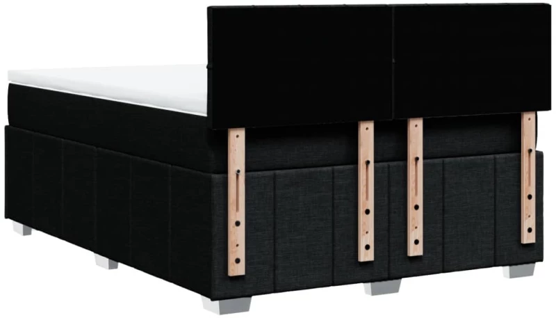 vidaXL Κρεβάτι Boxspring με Στρώμα Μαύρο 140x200 εκ. Υφασμάτινο