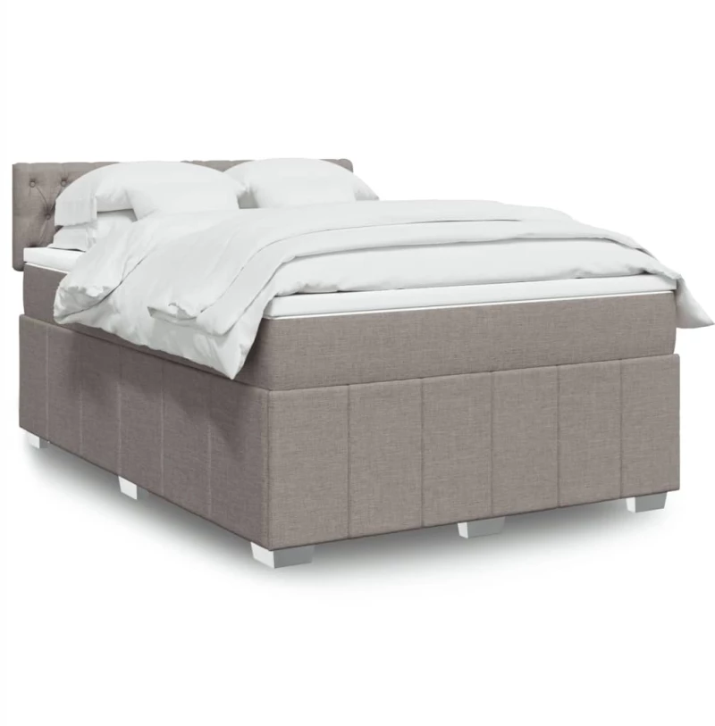 vidaXL Κρεβάτι Boxspring με Στρώμα Taupe 140x200 εκ. Υφασμάτινο