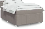 vidaXL Κρεβάτι Boxspring με Στρώμα Taupe 140x200 εκ. Υφασμάτινο