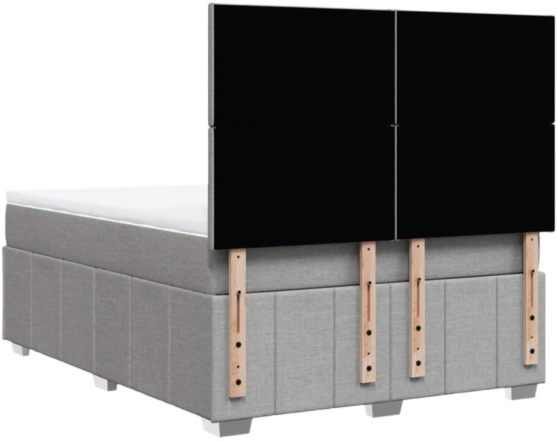 vidaXL Κρεβάτι Boxspring με Στρώμα Ανοιχτό Γκρι 140x190 εκ. Υφασμάτινο