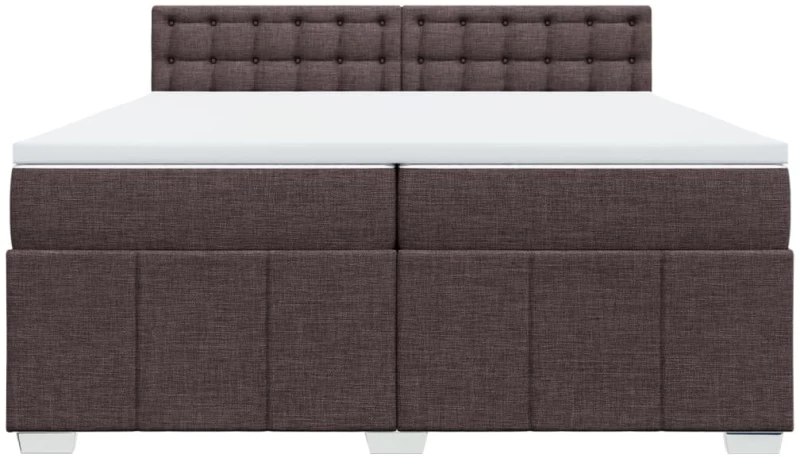vidaXL Κρεβάτι Boxspring με Στρώμα Σκούρο Καφέ 200x200 εκ. Υφασμάτινο