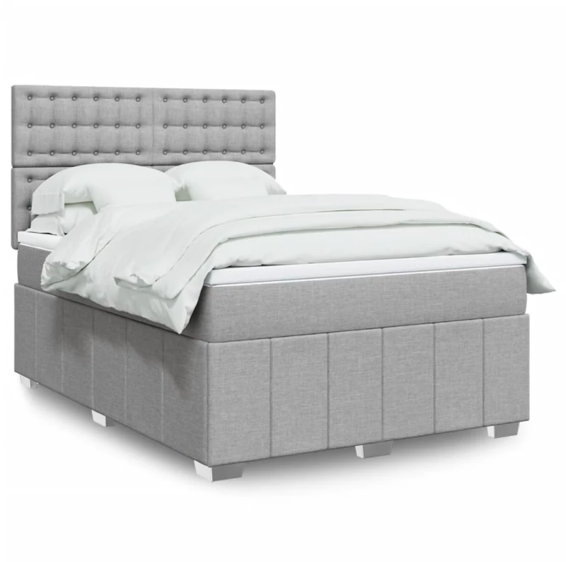vidaXL Κρεβάτι Boxspring με Στρώμα Ανοιχτό Γκρι 140x190 εκ. Υφασμάτινο