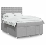 vidaXL Κρεβάτι Boxspring με Στρώμα Ανοιχτό Γκρι 140x190 εκ. Υφασμάτινο