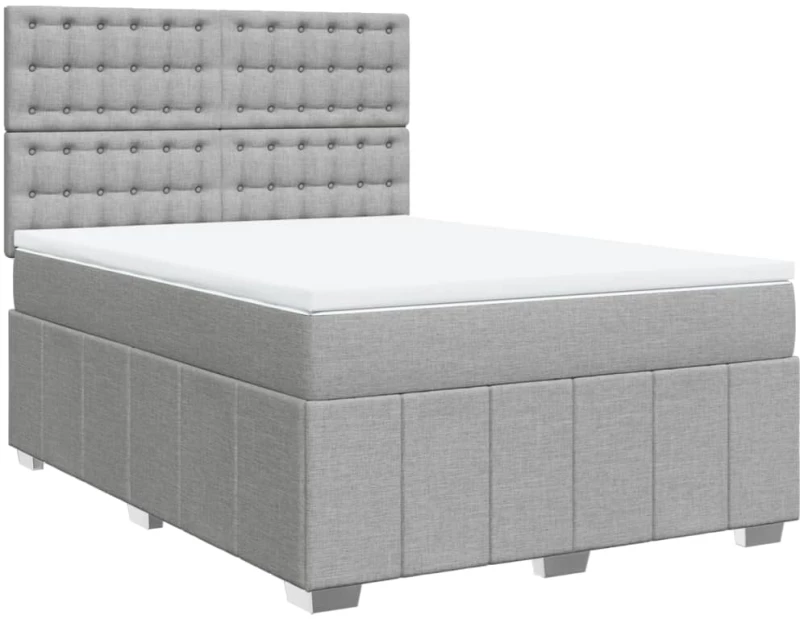 vidaXL Κρεβάτι Boxspring με Στρώμα Ανοιχτό Γκρι 140x190 εκ. Υφασμάτινο