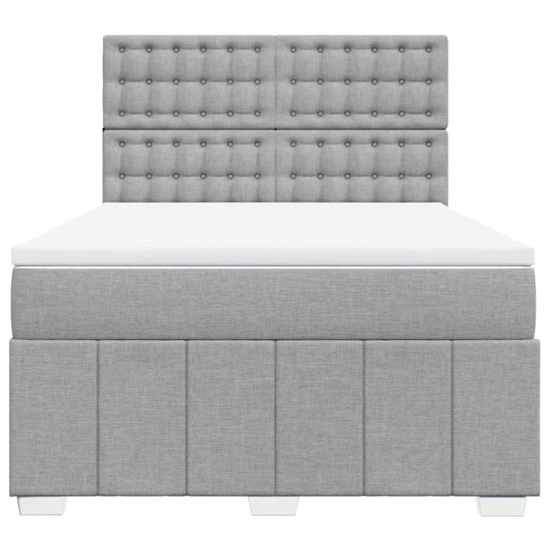 vidaXL Κρεβάτι Boxspring με Στρώμα Ανοιχτό Γκρι 140x190 εκ. Υφασμάτινο