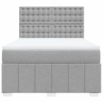 vidaXL Κρεβάτι Boxspring με Στρώμα Ανοιχτό Γκρι 140x190 εκ. Υφασμάτινο