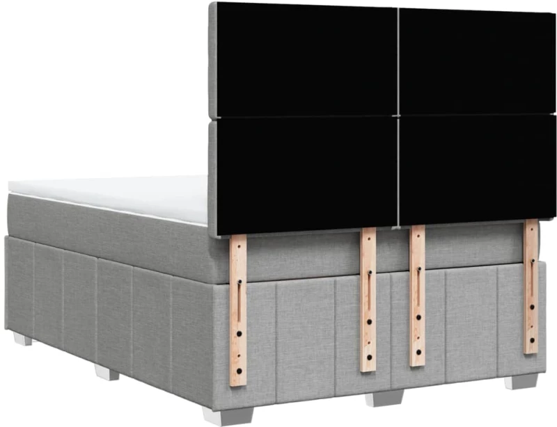 vidaXL Κρεβάτι Boxspring με Στρώμα Ανοιχτό Γκρι 140x190 εκ. Υφασμάτινο