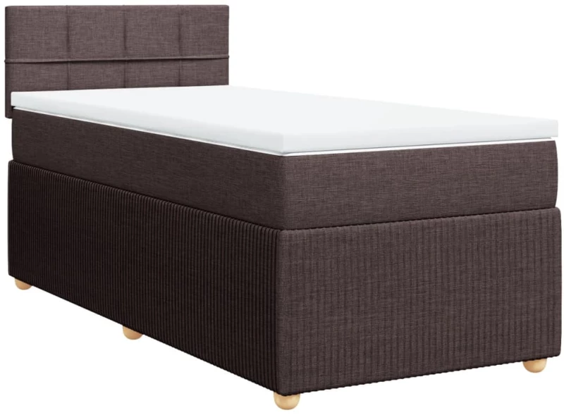 vidaXL Κρεβάτι Boxspring με Στρώμα Σκούρο Καφέ 90x190 εκ. Υφασμάτινο