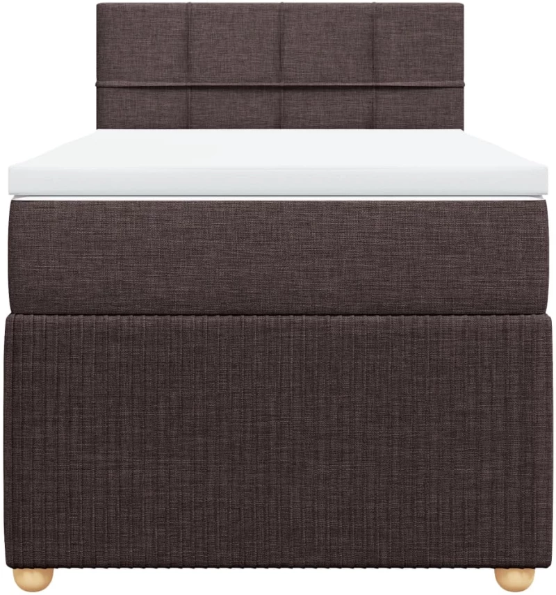 vidaXL Κρεβάτι Boxspring με Στρώμα Σκούρο Καφέ 90x190 εκ. Υφασμάτινο