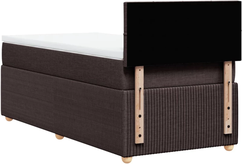 vidaXL Κρεβάτι Boxspring με Στρώμα Σκούρο Καφέ 90x190 εκ. Υφασμάτινο