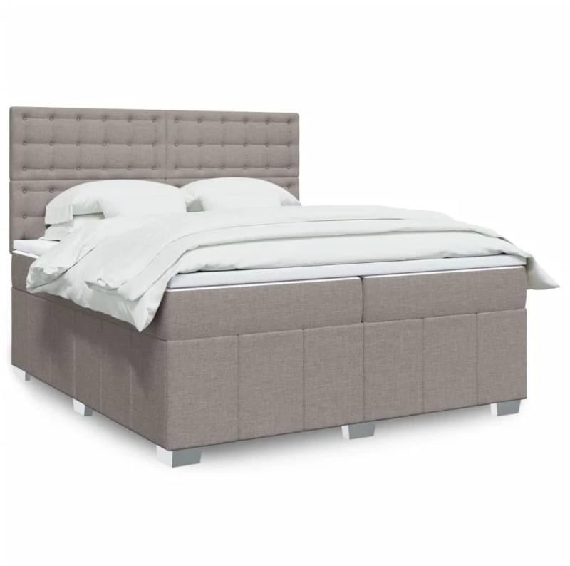 vidaXL Κρεβάτι Boxspring με Στρώμα Taupe 200x200 εκ. Υφασμάτινο