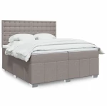 vidaXL Κρεβάτι Boxspring με Στρώμα Taupe 200x200 εκ. Υφασμάτινο
