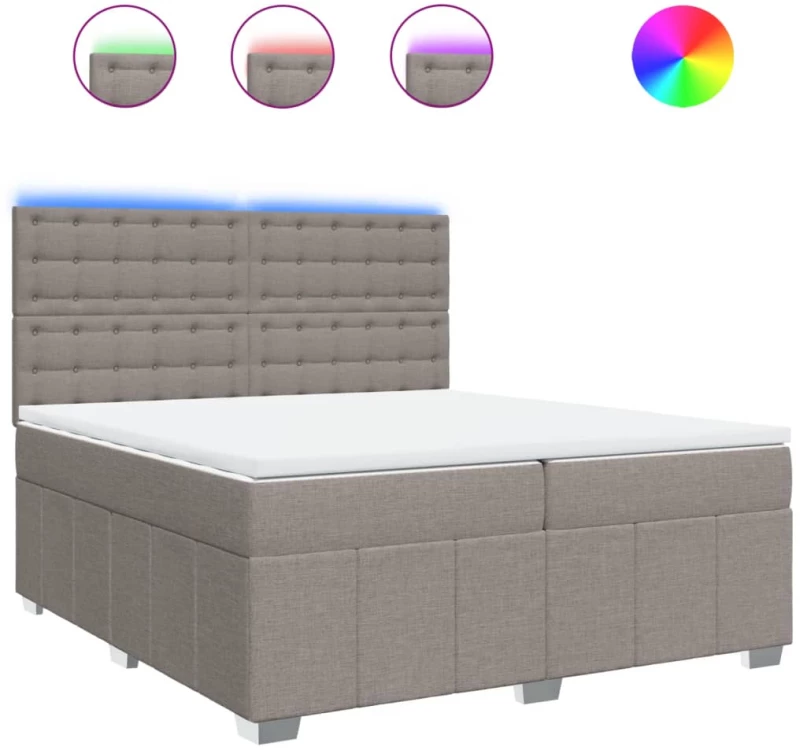 vidaXL Κρεβάτι Boxspring με Στρώμα Taupe 200x200 εκ. Υφασμάτινο