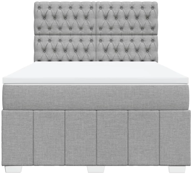 vidaXL Κρεβάτι Boxspring με Στρώμα Ανοιχτό Γκρι 140x190 εκ. Υφασμάτινο