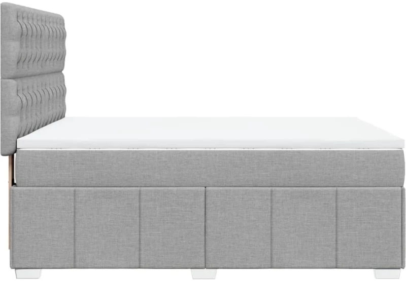 vidaXL Κρεβάτι Boxspring με Στρώμα Ανοιχτό Γκρι 140x190 εκ. Υφασμάτινο