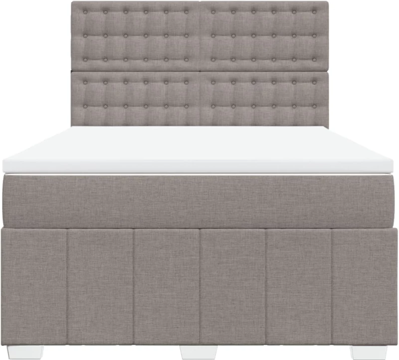 vidaXL Κρεβάτι Boxspring με Στρώμα Taupe 140x200 εκ. Υφασμάτινο