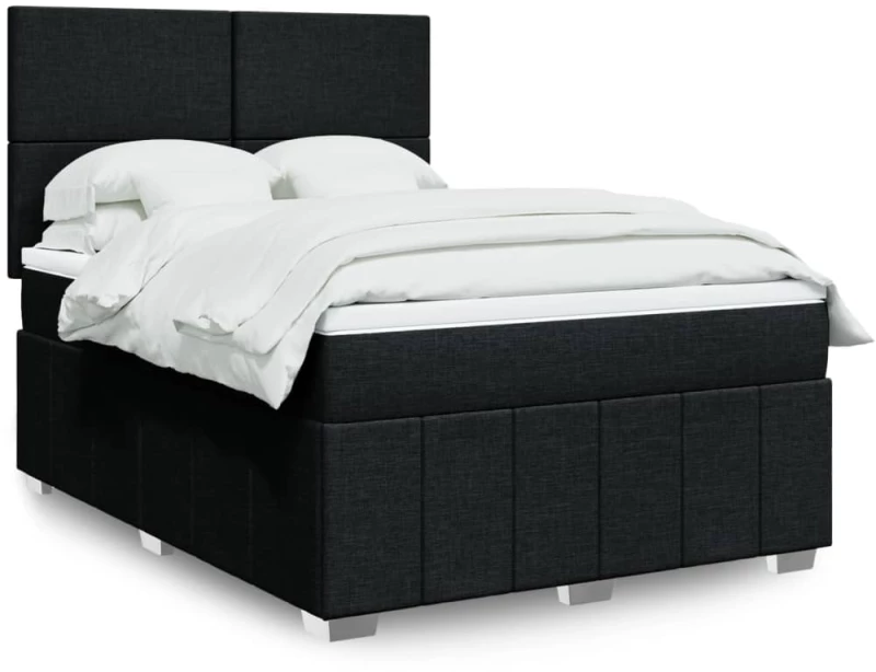 vidaXL Κρεβάτι Boxspring με Στρώμα Μαύρο 140x200 εκ. Υφασμάτινο