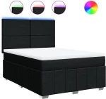 vidaXL Κρεβάτι Boxspring με Στρώμα Μαύρο 140x200 εκ. Υφασμάτινο