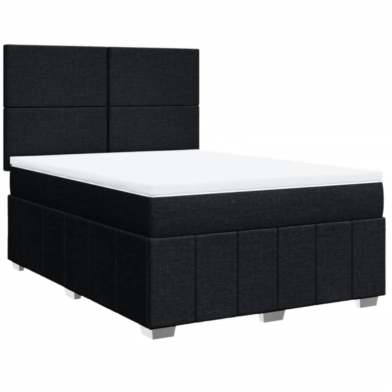 vidaXL Κρεβάτι Boxspring με Στρώμα Μαύρο 140x200 εκ. Υφασμάτινο