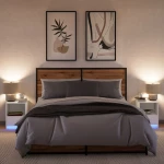 vidaXL Κομοδίνα με Φώτα LED 2 τεμ. Λευκά από Επεξεργασμένο Ξύλο
