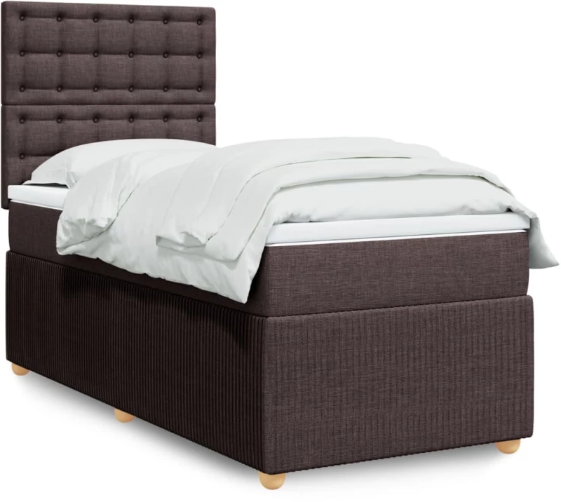 vidaXL Κρεβάτι Boxspring με Στρώμα Σκούρο Καφέ 80x200 εκ. Υφασμάτινο