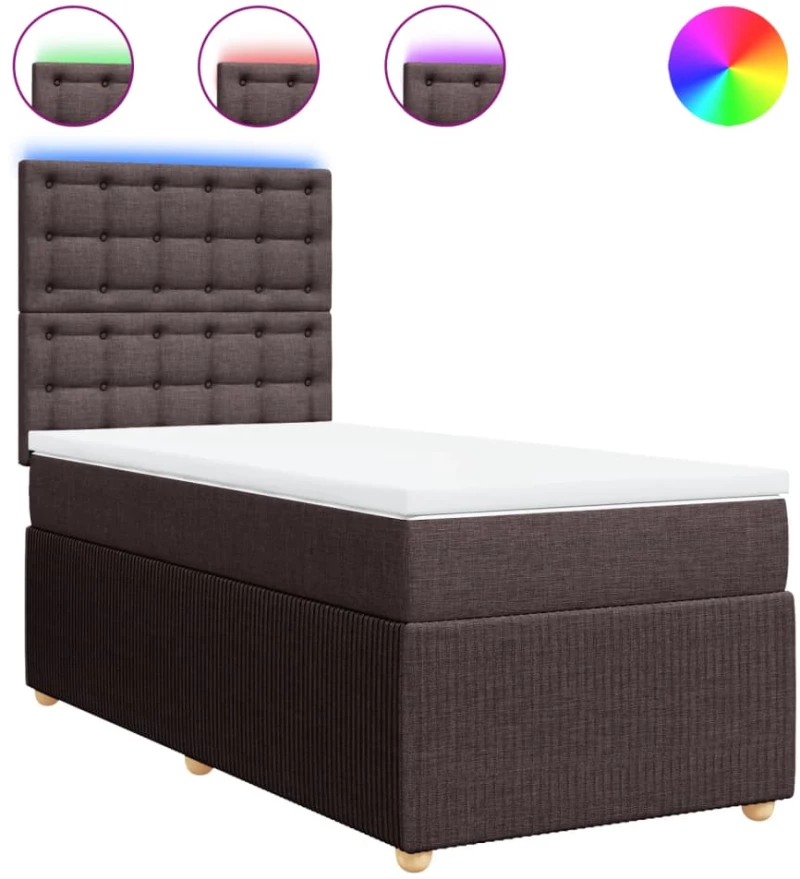 vidaXL Κρεβάτι Boxspring με Στρώμα Σκούρο Καφέ 80x200 εκ. Υφασμάτινο