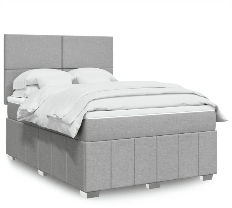 vidaXL Κρεβάτι Boxspring με Στρώμα Ανοιχτό Γκρι 140x190 εκ. Υφασμάτινο