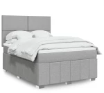 vidaXL Κρεβάτι Boxspring με Στρώμα Ανοιχτό Γκρι 140x190 εκ. Υφασμάτινο